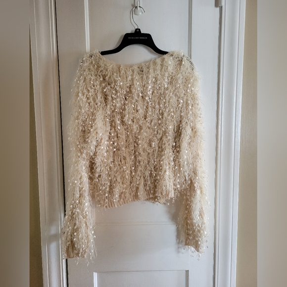 Akira Cream Sequin Fringe Sweater - Picture 6 of 7